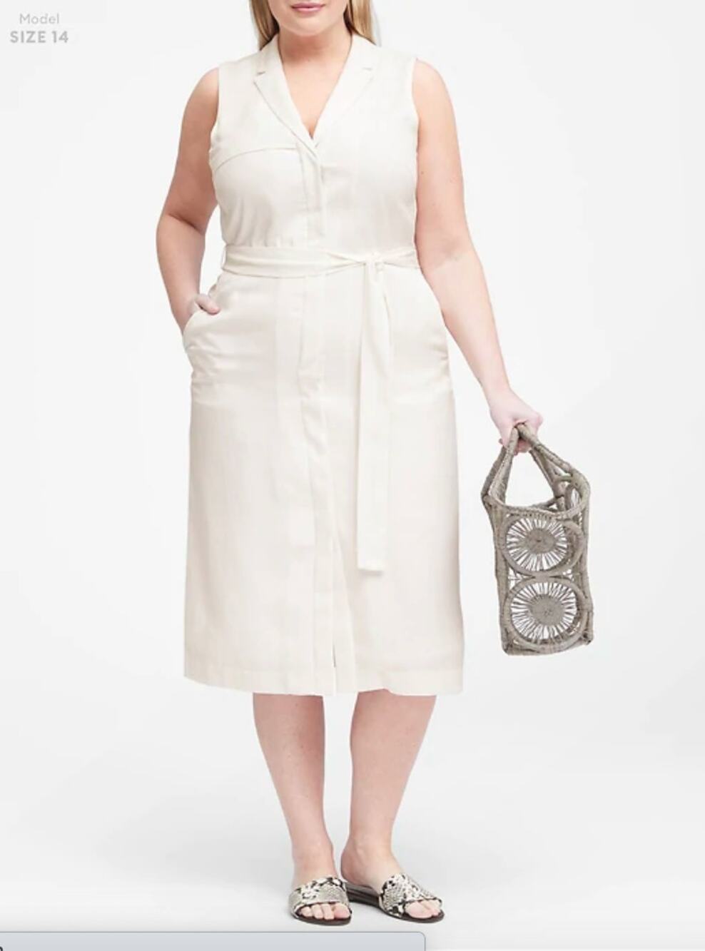 BANANA REPUBLIC Ivory Tencel Trench Dress // 14